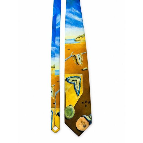 Ralph Marlin Other - Ralph Marlin Salvador Dali The Persistence of Memory Silk Tie Surreal Art VTG